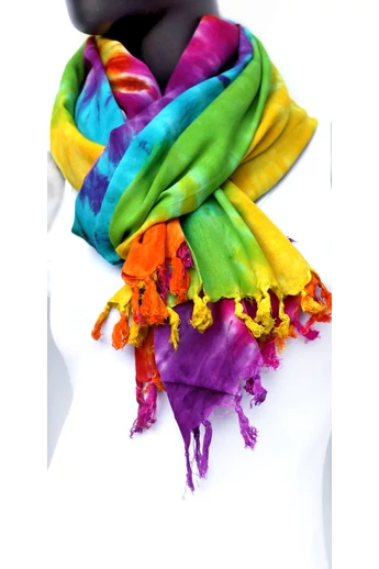 nagy, sarong, kendő, batikolt, viszkóz, színes, narancs, sárga, pink, lila, barna, kék, zöld, pink, bordó, bézs, piros, mintás, India
