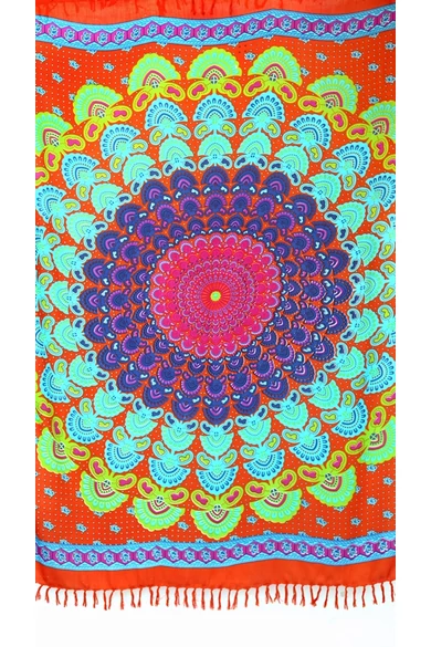 nagy, sarong, kendő, mandala, mintás, viszkóz, színes, narancs, sárga, pink, lila, barna, kék, zöld, pink, bordó, bézs, piros, mintás, India