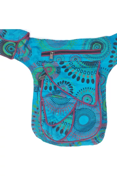 övtáska, mandala, mintás, pamut, textil, táska, színes, barna, piros, zöld, keki, fekete, kék, kiegészítő, trend. női, egyedi, divat