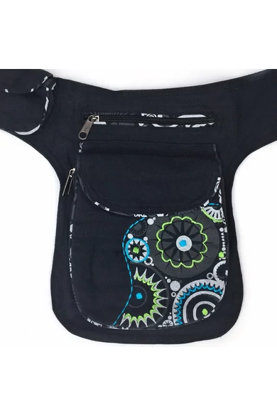 övtáska, hímzett, mandala, virág, mintás, pamut, textil, táska, fekete, piros, kék, narancs, sárga, zöld, lila, kiegészítő, női, egyedi, divat