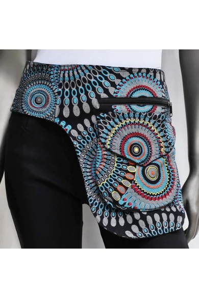 övtáska, nagy, pamut, textil, táska, mandala, mintás, színes, fekete, kék, piros, türkiz, kiegészítő, trend. női, divat, egyedi, Nepál