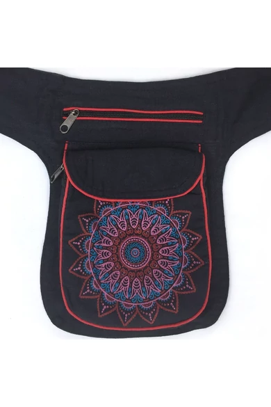 övtáska, mandala, virágos, mintás, pamut, textil, táska, színes, fekete, piros, kék, narancs, kiwi, zöld, lila, barna, kiegészítő, trend. női, egyedi, divat