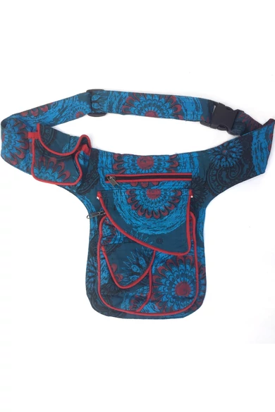 övtáska, mandala, mintás, pamut, textil, táska, színes, barna, piros, zöld, keki, fekete, kék, kiegészítő, trend. női, egyedi, divat