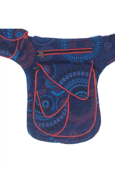 övtáska, mandala, mintás, pamut, textil, táska, színes, barna, piros, zöld, keki, fekete, kék, kiegészítő, trend. női, egyedi, divat
