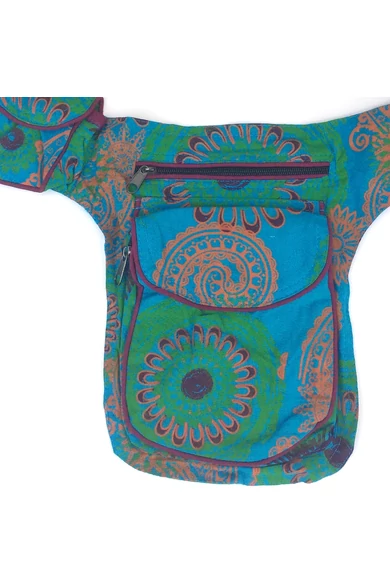 övtáska, mandala, mintás, pamut, textil, táska, színes, barna, piros, zöld, keki, fekete, kék, kiegészítő, trend. női, egyedi, divat