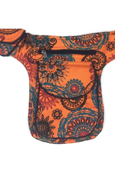 övtáska, mandala, mintás, pamut, textil, táska, színes, barna, piros, zöld, keki, fekete, kék, kiegészítő, trend. női, egyedi, divat