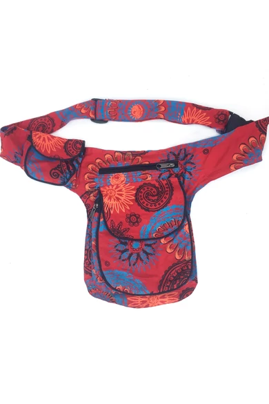 övtáska, mandala, mintás, pamut, textil, táska, színes, barna, piros, zöld, keki, fekete, kék, kiegészítő, trend. női, egyedi, divat
