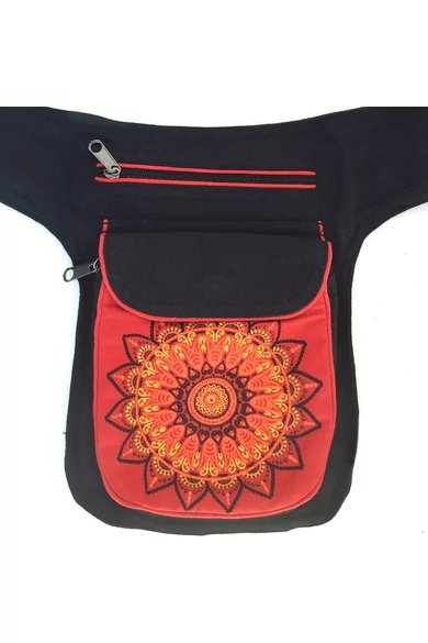 övtáska, mandala, virágos, mintás, pamut, textil, táska, színes, fekete, piros, kék, narancs, kiwi, zöld, lila, barna, kiegészítő, trend. női, egyedi, divat