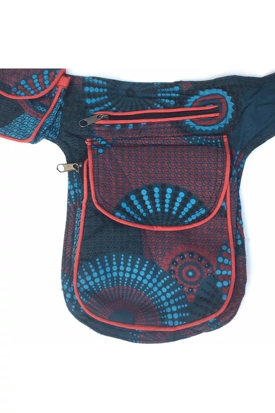 övtáska, mandala, mintás, pamut, textil, táska, színes, barna, piros, zöld, keki, fekete, kék, kiegészítő, trend. női, egyedi, divat