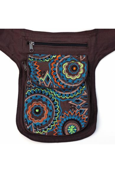 övtáska, hímzett, mandala, virág, mintás, pamut, textil, táska, színes, fekete, piros, kék, narancs, kiwi, zöld, lila, kiegészítő, trend. női, egyedi, divat