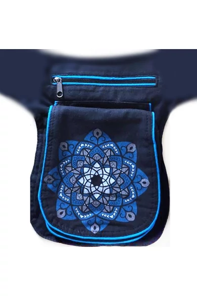 övtáska, mandala, mintás, pamut, textil, táska, színes, barna, piros, zöld, keki, fekete, kék, piros, kiegészítő, trend. női, egyedi, divat