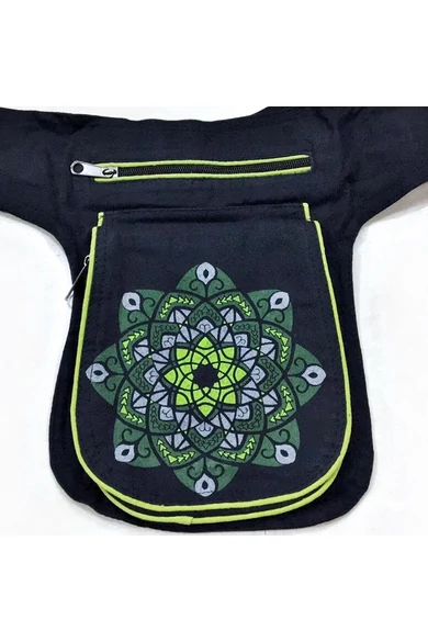 övtáska, mandala, mintás, pamut, textil, táska, színes, barna, piros, zöld, keki, fekete, kék, piros, kiegészítő, trend. női, egyedi, divat