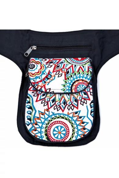 övtáska, hímzett, mandala, virág, mintás, pamut, textil, táska, színes, fekete, fehér, piros, kék, narancs, kiwi, zöld, lila, kiegészítő, trend. női, egyedi, divat