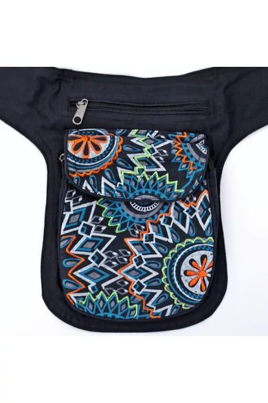 övtáska, hímzett, mandala, virág, mintás, pamut, textil, táska, színes, fekete, piros, kék, narancs, kiwi, zöld, lila, kiegészítő, trend. női, egyedi, divat