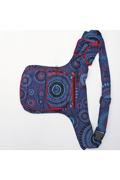 övtáska, mandala, mintás, pamut, textil, táska, színes, barna, piros, zöld, keki, fekete, kék, kiegészítő, trend. női, egyedi, divat