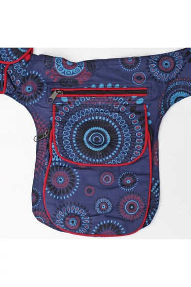 övtáska, mandala, mintás, pamut, textil, táska, színes, barna, piros, zöld, keki, fekete, kék, kiegészítő, trend. női, egyedi, divat