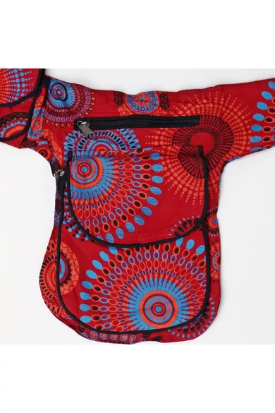 övtáska, mandala, mintás, pamut, textil, táska, színes, barna, piros, zöld, keki, fekete, kék, kiegészítő, trend. női, egyedi, divat