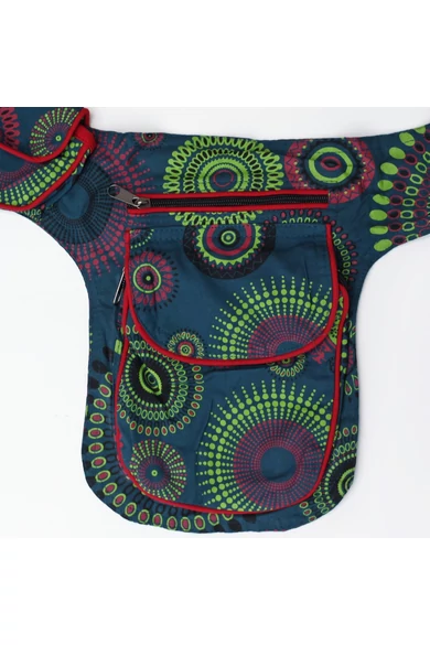 övtáska, mandala, mintás, pamut, textil, táska, színes, barna, piros, zöld, keki, fekete, kék, kiegészítő, trend. női, egyedi, divat