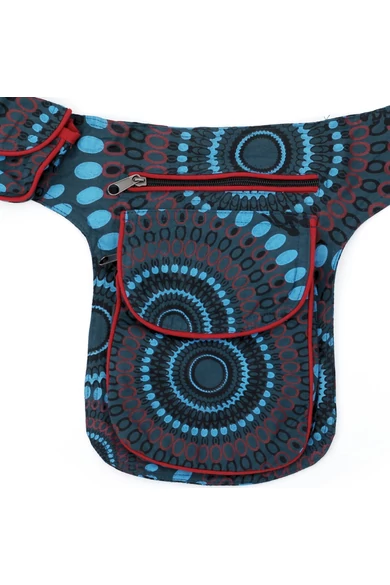 övtáska, mandala, mintás, pamut, textil, táska, színes, barna, piros, zöld, keki, fekete, kék, kiegészítő, trend. női, egyedi, divat