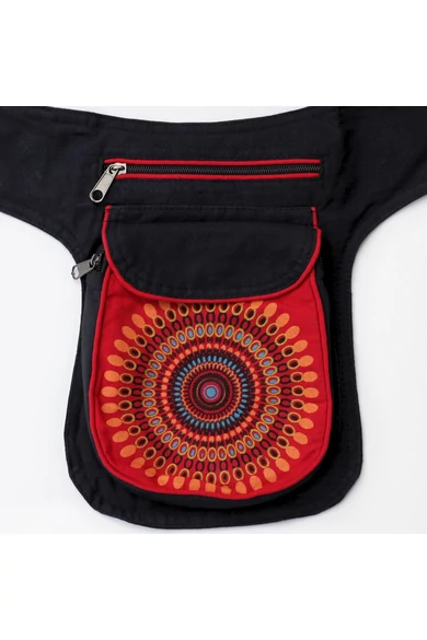 övtáska, mandala, virágos, mintás, pamut, textil, táska, színes, fekete, piros, kék, narancs, kiwi, zöld, lila, kiegészítő, trend. női, egyedi, divat