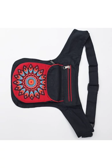 övtáska, mandala, virágos, mintás, pamut, textil, táska, színes, fekete, piros, kék, narancs, kiwi, zöld, lila, kiegészítő, trend. női, egyedi, divat