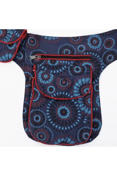 övtáska, mandala, mintás, pamut, textil, táska, színes, barna, piros, zöld, keki, fekete, kék, kiegészítő, trend. női, egyedi, divat