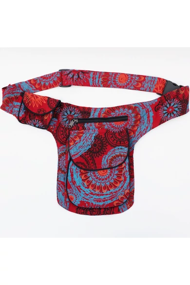 övtáska, mandala, mintás, pamut, textil, táska, színes, barna, piros, zöld, keki, fekete, kék, kiegészítő, trend. női, egyedi, divat