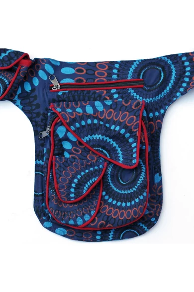 övtáska, mandala, mintás, pamut, textil, táska, színes, barna, piros, zöld, keki, fekete, kék, kiegészítő, trend. női, egyedi, divat