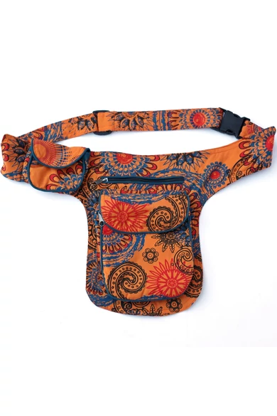 övtáska, mandala, mintás, pamut, textil, táska, színes, barna, piros, zöld, keki, fekete, kék, kiegészítő, trend. női, egyedi, divat