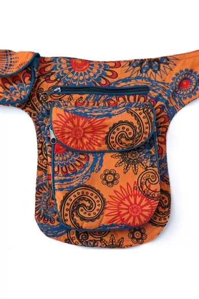 övtáska, mandala, mintás, pamut, textil, táska, színes, barna, piros, zöld, keki, fekete, kék, kiegészítő, trend. női, egyedi, divat