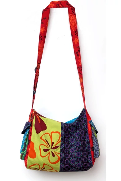 pamut, zsebes, válltáska, cipzáras, bélelt, színes, patchwork, mintás, kék, piros, zöld, sárga, barna, fekete, narancs, textil, egyedi, női, kiegészítő, divat, trend