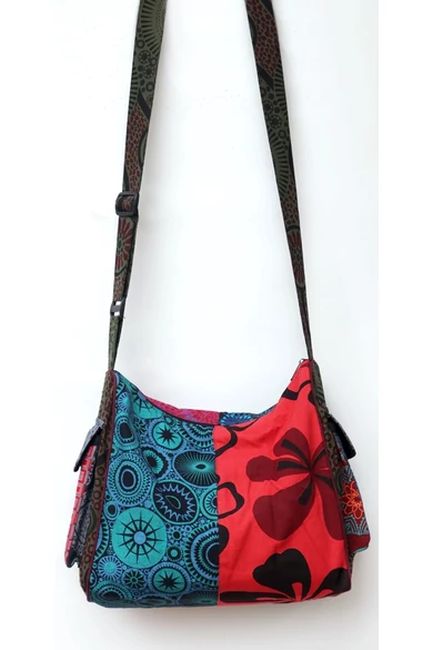 pamut, zsebes, válltáska, cipzáras, bélelt, színes, patchwork, mintás, kék, piros, zöld, sárga, barna, fekete, narancs, textil, egyedi, női, kiegészítő, divat, trend