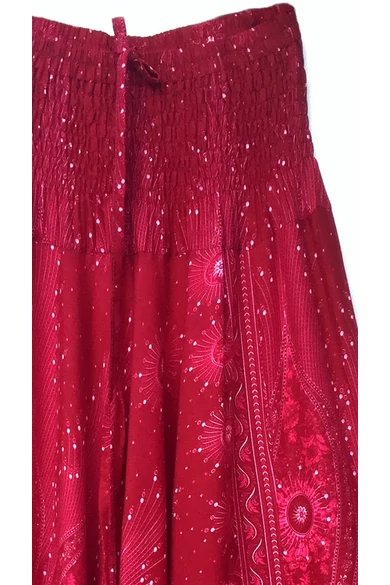 bőszárú, ejtett, ülepű, aladdin, nadrág, gumis, derekú, pink, bordó, mandala, mintás, viszkóz, pamut, lezser, női divat, trend, bohém, elegáns, egyedi, különleges, szellős, kényelmes