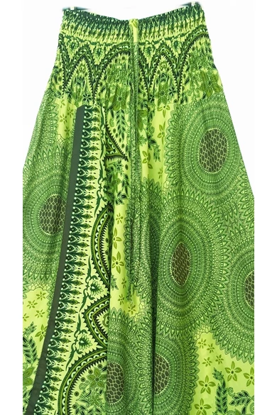 bőszárú, ejtett, ülepű, aladdin, nadrág, gumis, derekú, lime, sárga, zöld, színes, mandala, mintás, viszkóz, pamut, lezser, női divat, trend, bohém, elegáns, egyedi, különleges, szellős, kényelmes