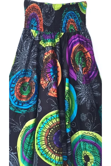 bőszárú, ejtett, ülepű, aladdin, nadrág, gumis, derekú, fekete, zöld, kiwi, kék, narancs, színes, pamut, lezser, női divat, trend, bohém, elegáns, egyedi, különleges, szellős, kényelmes