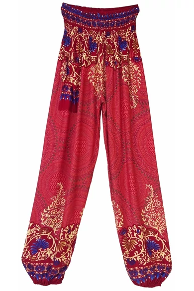bőszárú, zsebes, jázmin, nadrág, gumis, derekú, mályva, krém, színes, levél, inda, mandala, mintás, viszkóz, pamut, lezser, női divat, trend, bohém, elegáns, egyedi, különleges, szellős, kényelmes