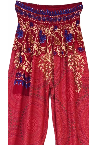 bőszárú, zsebes, jázmin, nadrág, gumis, derekú, mályva, krém, színes, levél, inda, mandala, mintás, viszkóz, pamut, lezser, női divat, trend, bohém, elegáns, egyedi, különleges, szellős, kényelmes