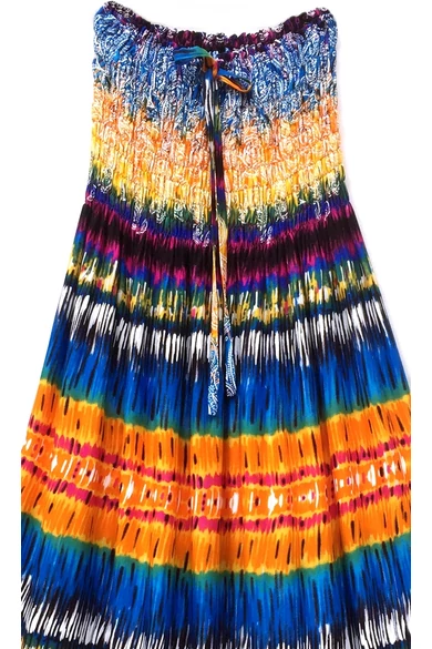 hosszú, ujjatlan, szivárványos, ruha, viszkóz, thai, szellős, élénk, női, divat, trend, webshop