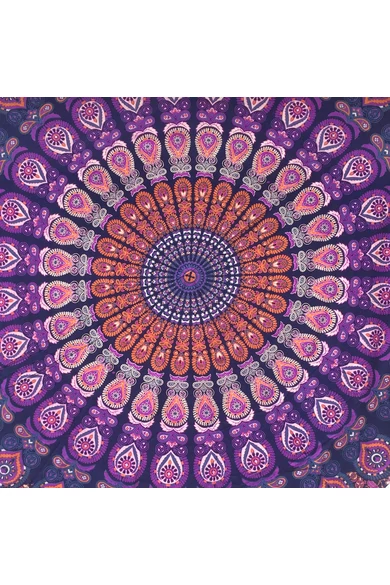 pamut, vászon, lila, pink, kék, narancs, zöld, jógalepedő, strandlepedő, ágytakaró, faltakaró,  asztalterítő, keleti, mandala, mintás, lakástextil, otthon, keleti kultúra, trend
