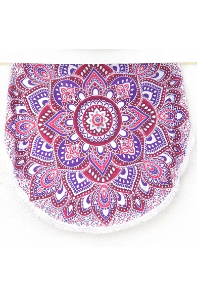 pamut, vászon, lila, pink, fehér, jógalepedő, strandlepedő, ágytakaró, faltakaró,  asztalterítő, keleti, mandala, mintás, lakástextil, otthon, keleti kultúra, trend