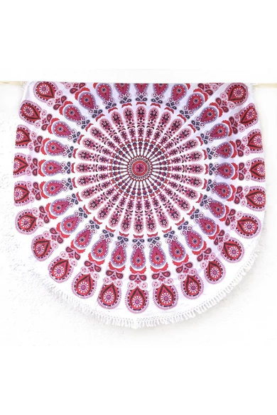 pamut, vászon, piros, pink, lila, fehér, jógalepedő, strandlepedő, ágytakaró, faltakaró,  asztalterítő, keleti, mandala, mintás, lakástextil, otthon, keleti kultúra, trend