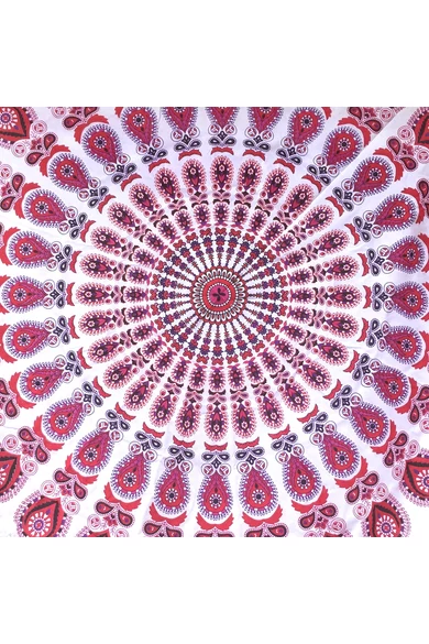 pamut, vászon, piros, lila, pink, fehér, jógalepedő, strandlepedő, ágytakaró, faltakaró,  asztalterítő, keleti, mandala, mintás, lakástextil, otthon, keleti kultúra, trend