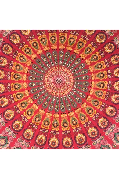 pamut, vászon, piros, sárga, zöld, jógalepedő, strandlepedő, ágytakaró, faltakaró,  asztalterítő, keleti, mandala, mintás, lakástextil, otthon, keleti kultúra, trend