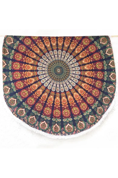 pamut, vászon, okker, kék, narancs, zöld, jógalepedő, strandlepedő, ágytakaró, faltakaró,  asztalterítő, keleti, mandala, mintás, lakástextil, otthon, keleti kultúra, trend