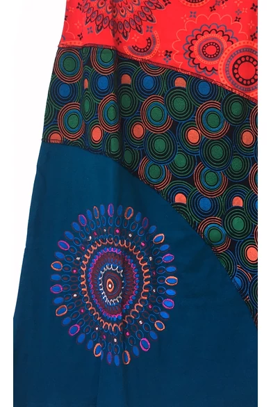 hosszú, pamut, szoknya, megkötővel, mandala, mintás, kék, narancs, zöld, fekete, trend, női, divat, egyedi, bohém, extravagáns, egzotikus, női, divat, trend