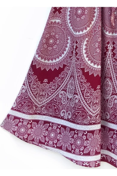 hosszú, vintage, szoknya, megkötővel, thai, bordó, fehér, csipke, mintás, trend, női, divat, egyedi, bohém