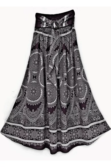 hosszú, vintage, szoknya, megkötővel, thai, fekete, fehér, csipke, mintás, trend, női, divat, egyedi, bohém