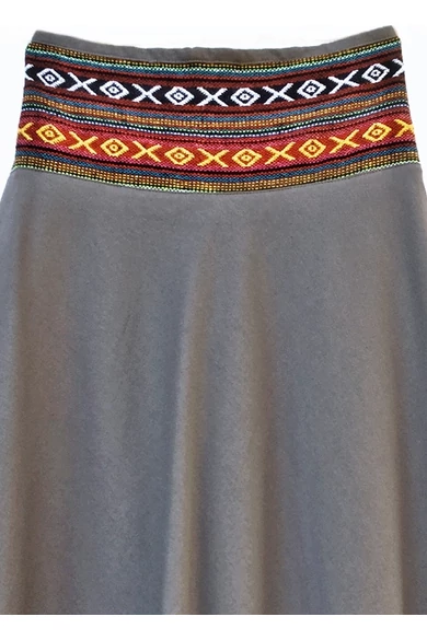 midi, szoknya, gumis, derékkal, okker, sárga, drapp, egyszínű, thai, etno, női, divat, egyedi, bohém, egzotikus